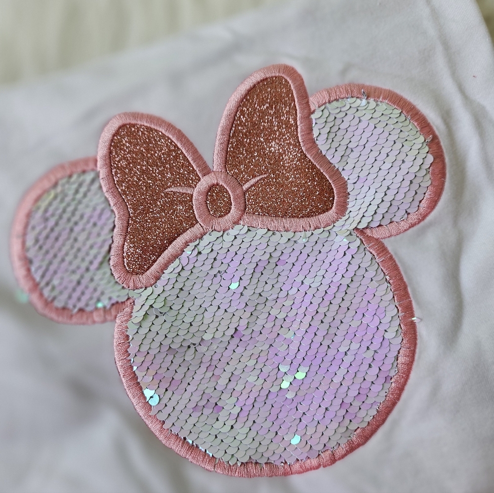 New Pink Sequin Minnie Mouse T-Shirt Adult S - Picture 3 of 5
